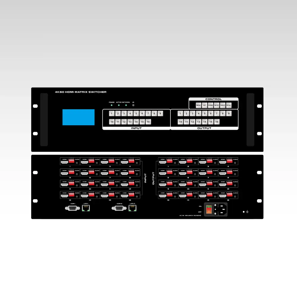 16x16 4K60 HDR HDMI2.0 Matrix Switcher with WEB GUI, APP control