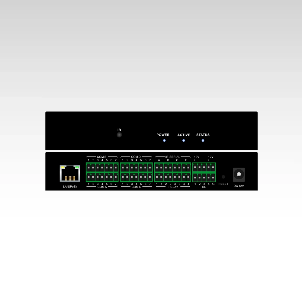 Web-based LAN to RS232/IR/Relay server with IR learning and POE