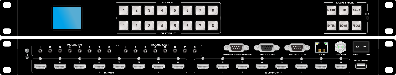 8x8 4k60无缝切换分割拼接矩阵（アプリ型）（fix-mvm-800-4k60v2）外观 - v001