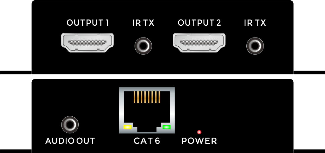 4K60 HDMI一分八分配延长器RX（无DC款）外观-V002